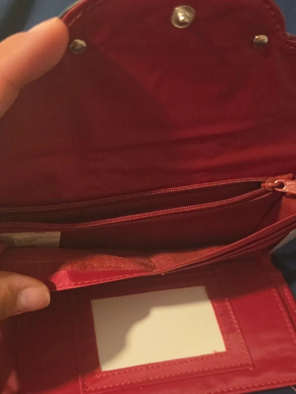 Red Croc-Embossed Clutch Wallet with Silver Accent